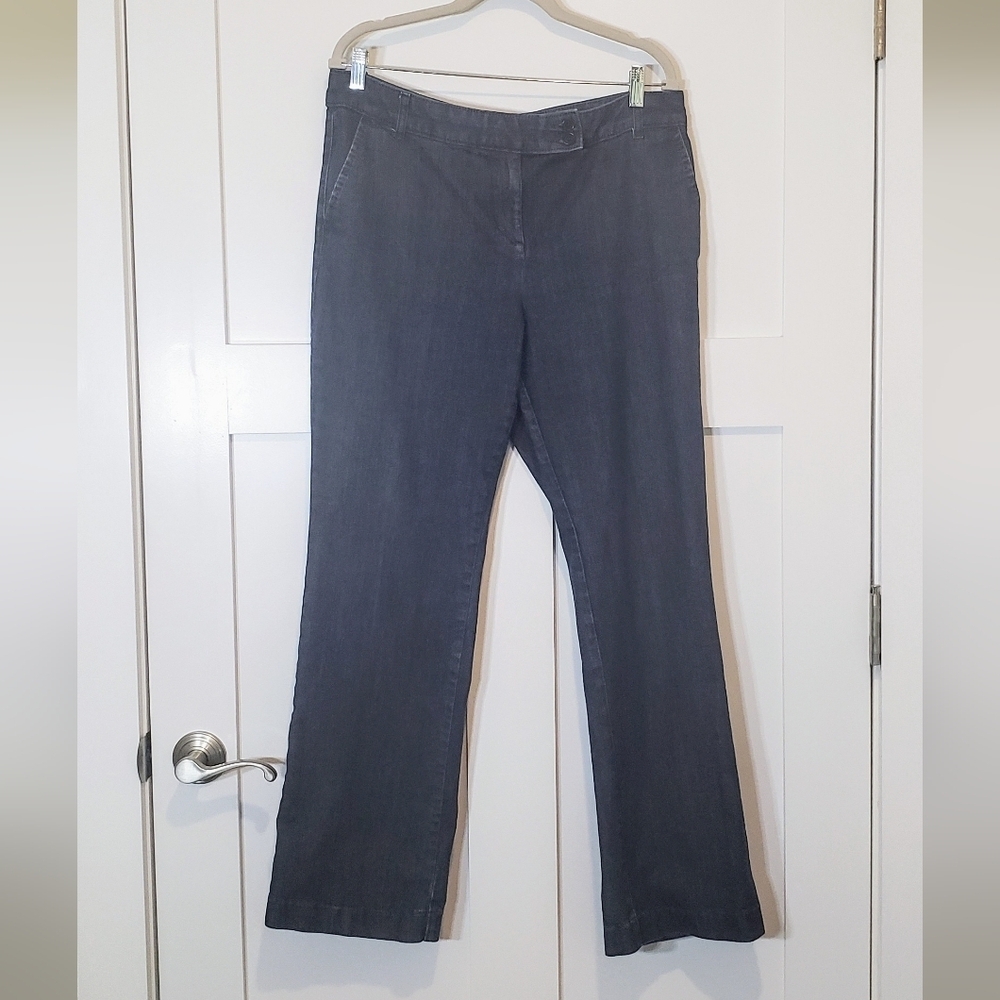Talbots Flare Hi Rise Denim Blue Jeans Size 12 Cotton Stretch Darkwash